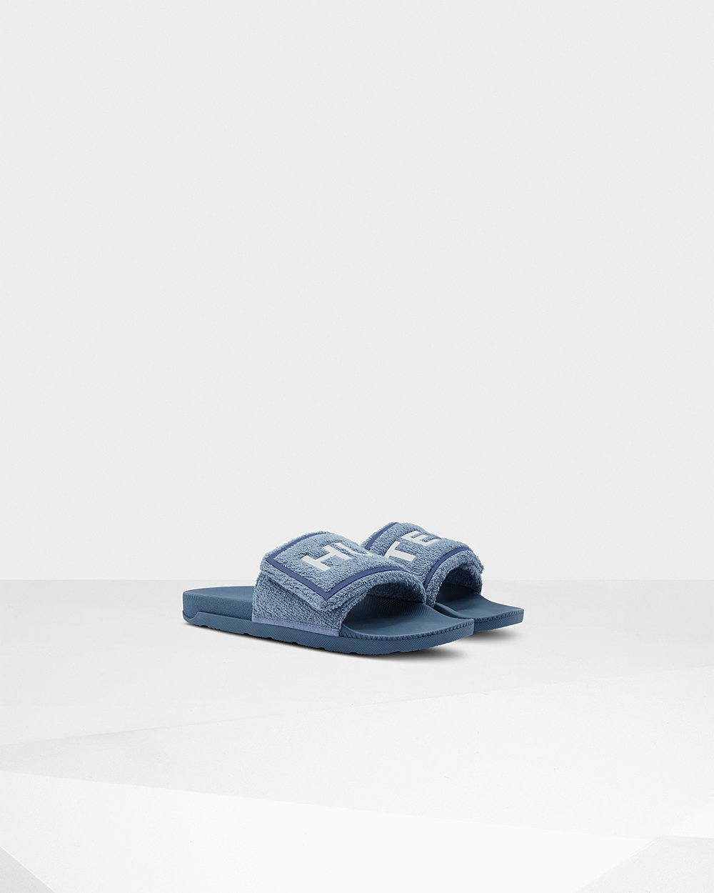 Mens Hunter Original Terry Towelling Logo Adjustable - Slides Blue - 0579-PKEJS